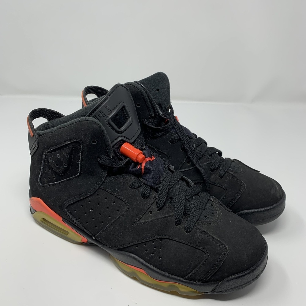 Air Jordan 6 Retro Shoes Youth Size 6.5Y Black Infrared Sneakers 384665-023